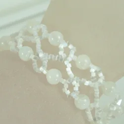 Bracelet S Silver 925 - Duo Moonstone-Satin white - Bracelet S Silver 925 - Argent 925